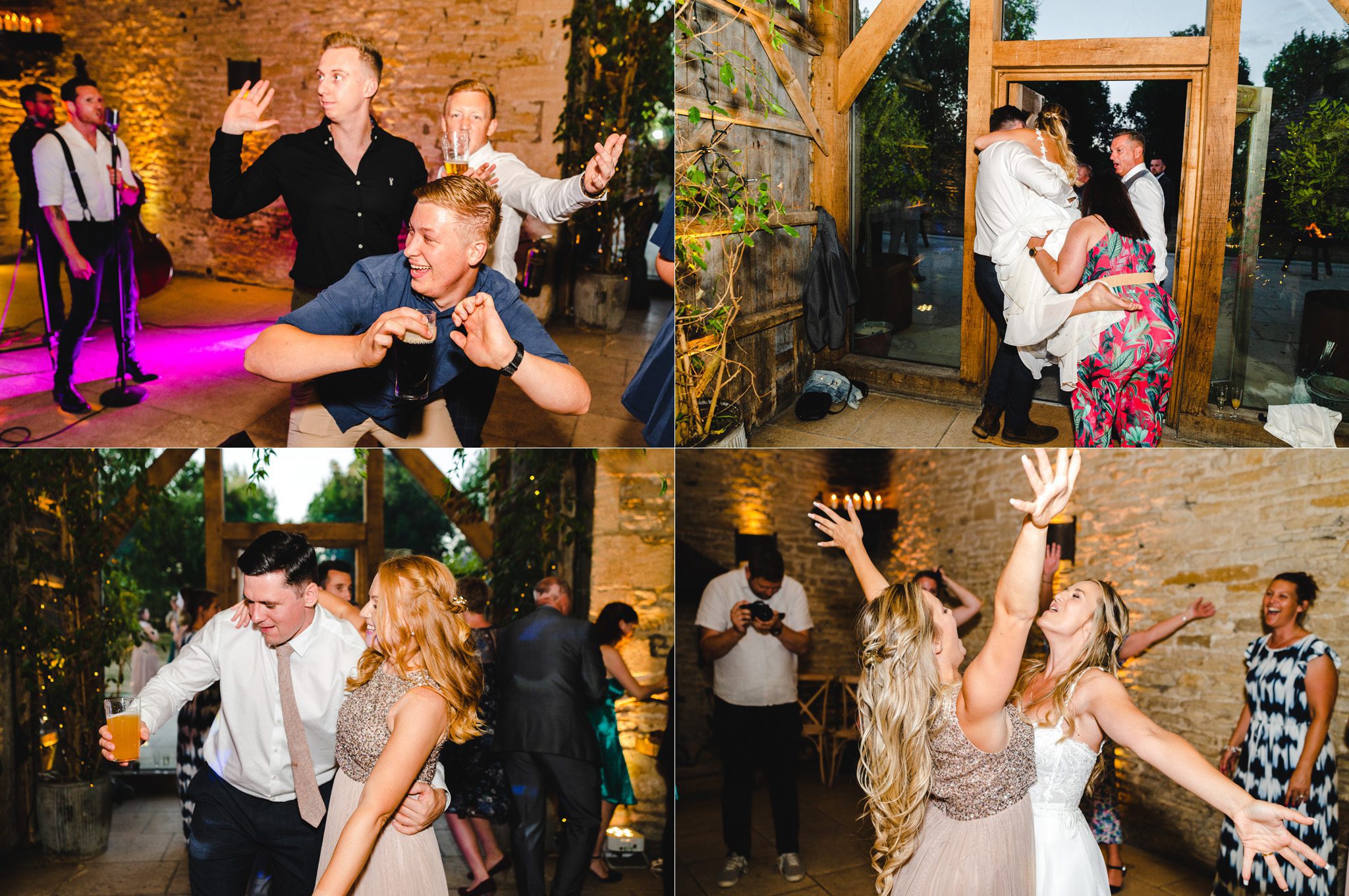 Wedding guests dancing at Stone Barn