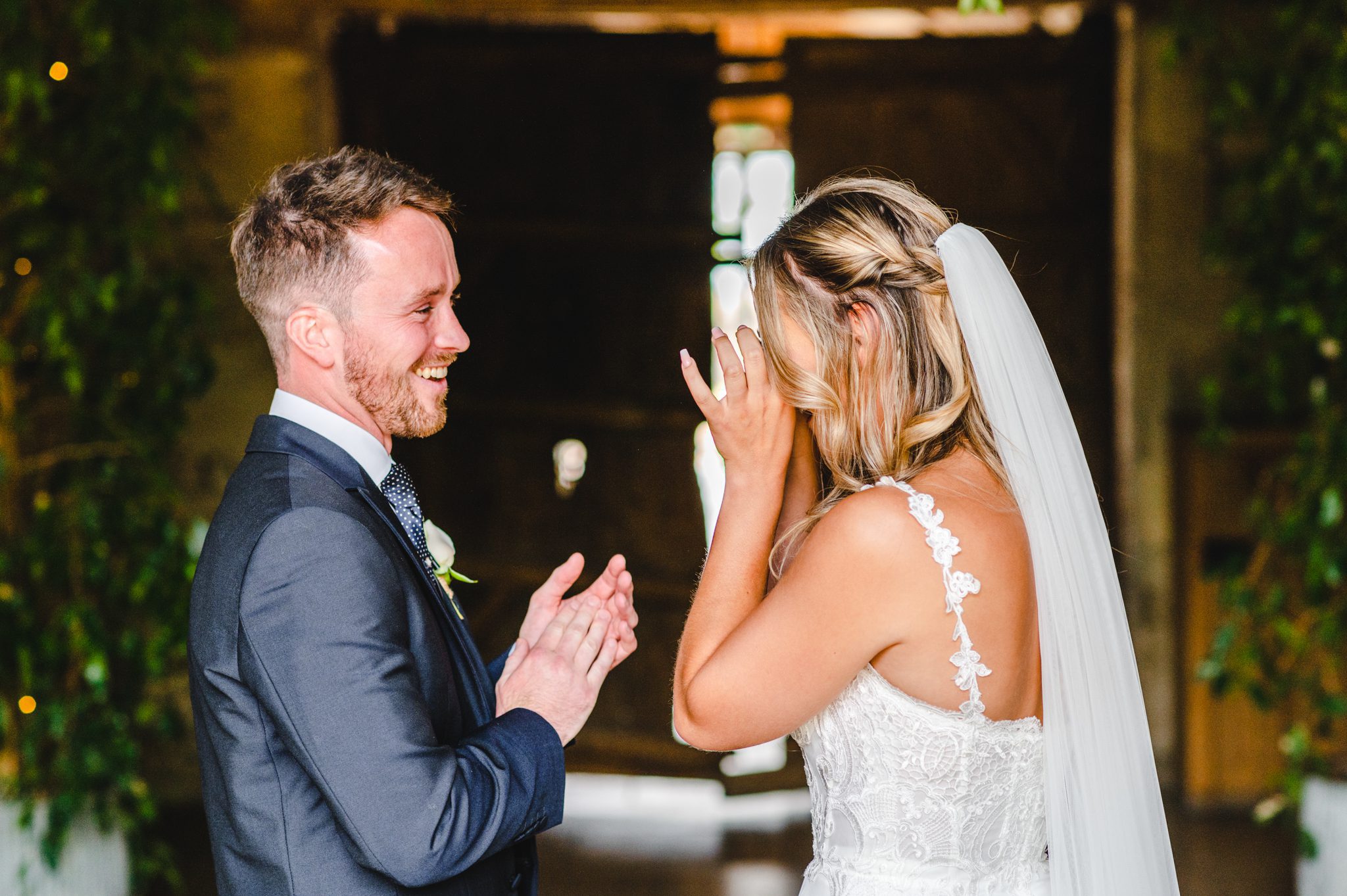 Bride and Groom getting emotional during their wedding ceremony