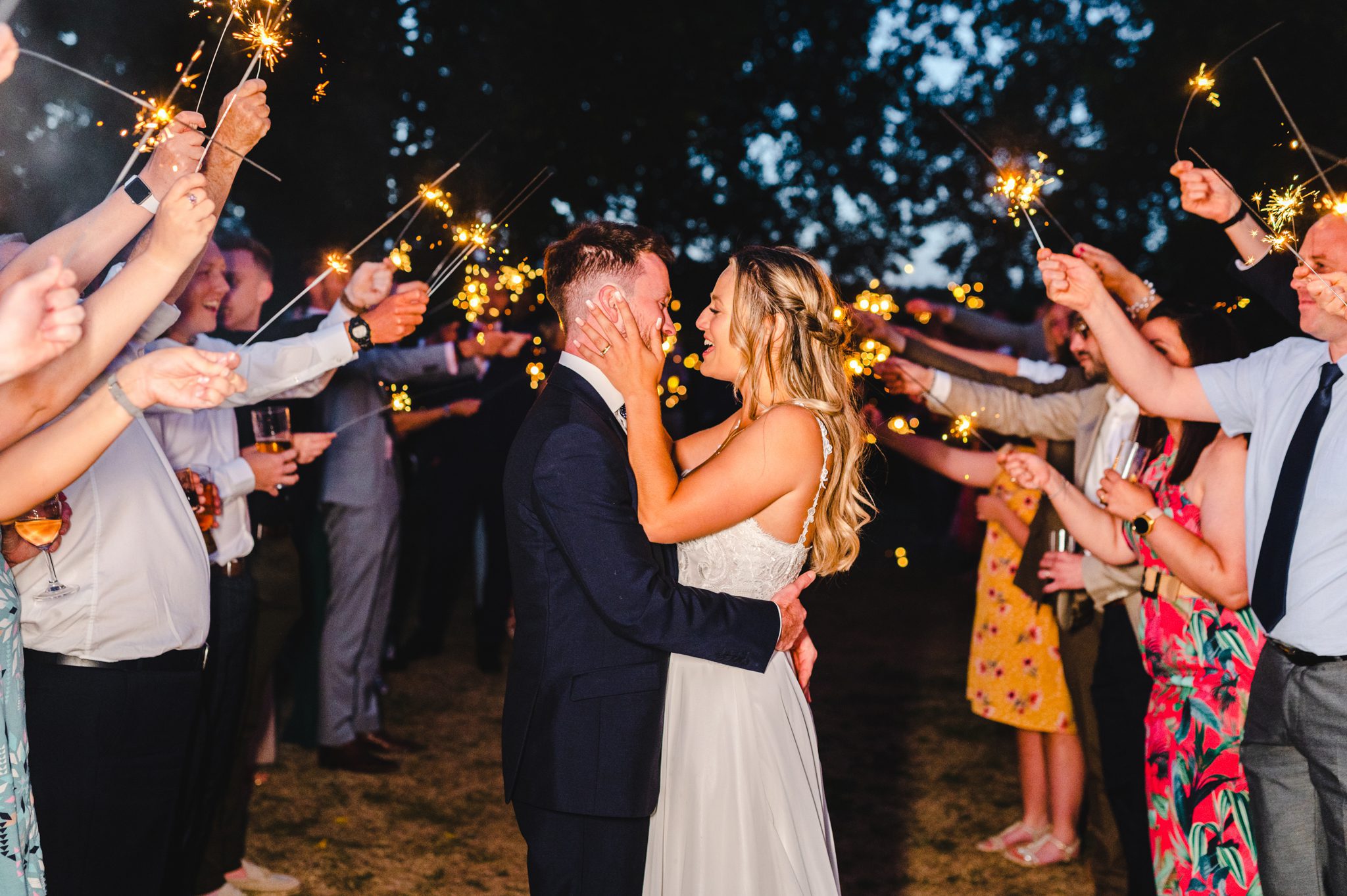 Sparkler Aisle at Stone Barn wedding