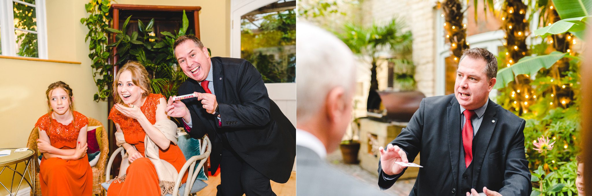 A magician at a wedding in The Cotswolds