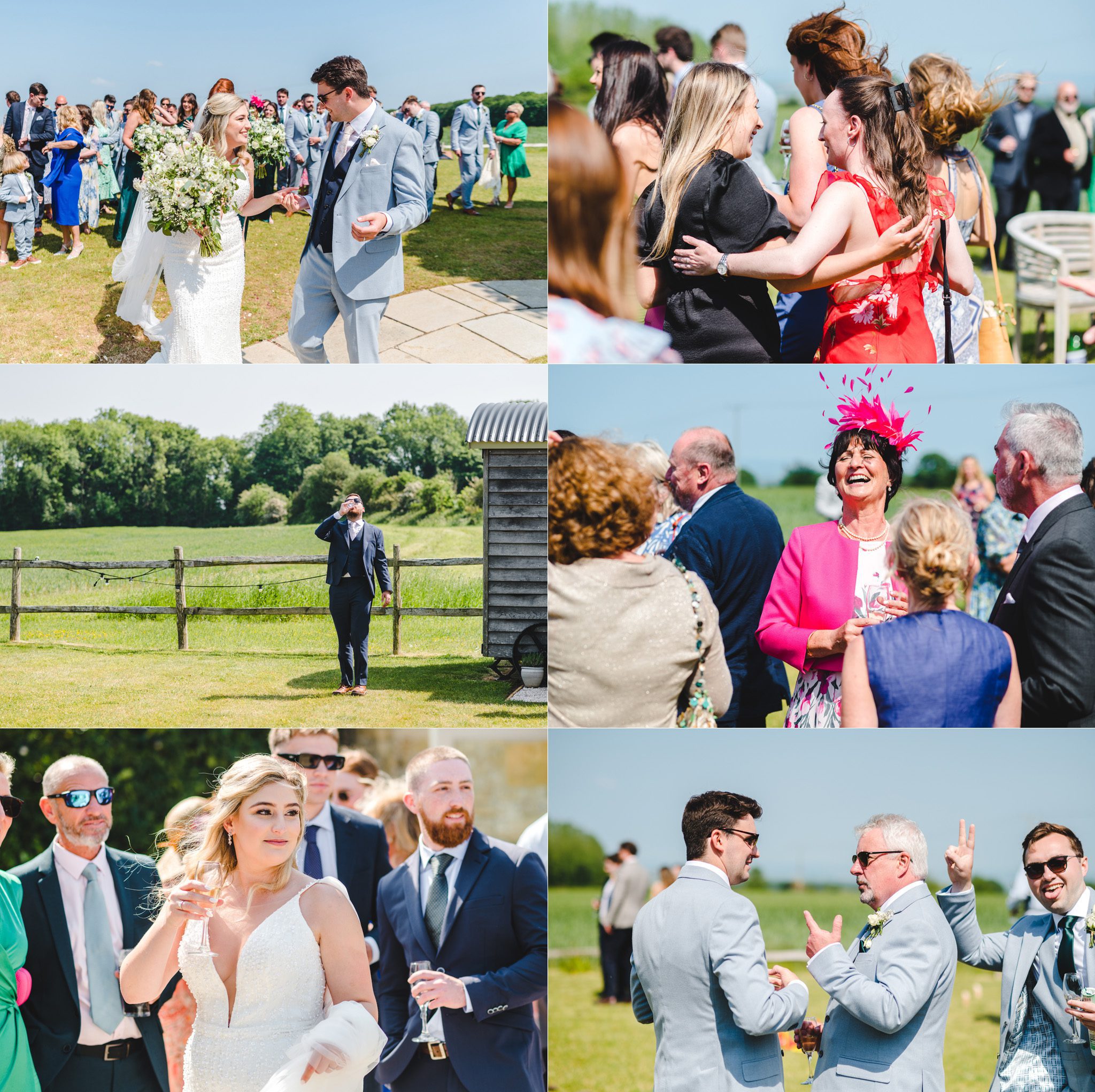 outdoor drinks reception at lapstone barn in the cotswolds