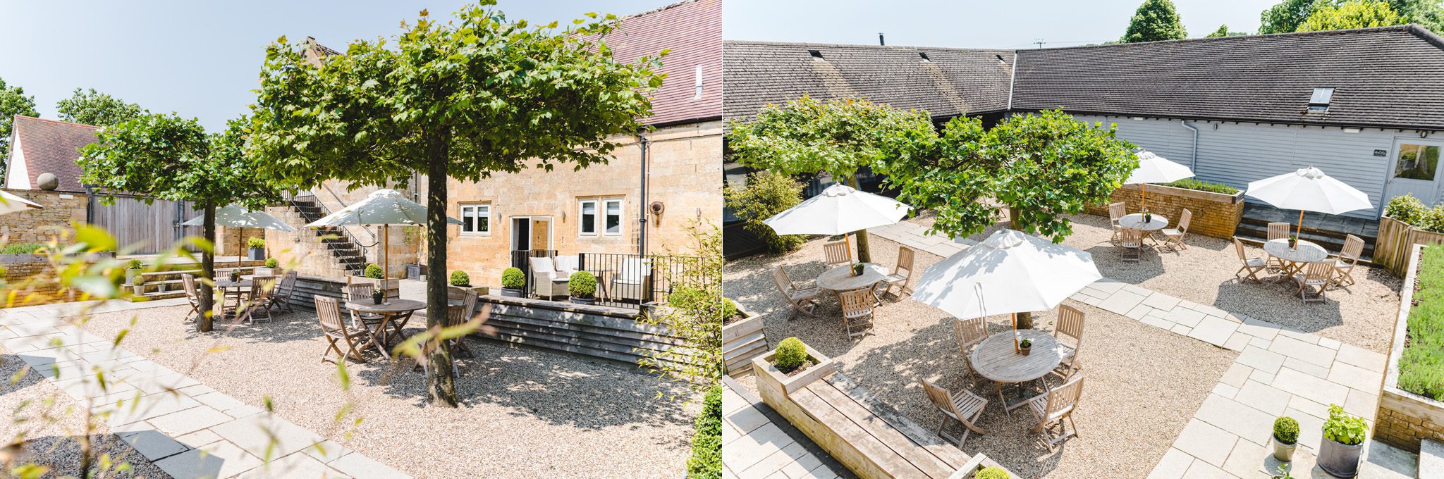 Lapstone Barn images of teh outdoor spaces including the courtyard