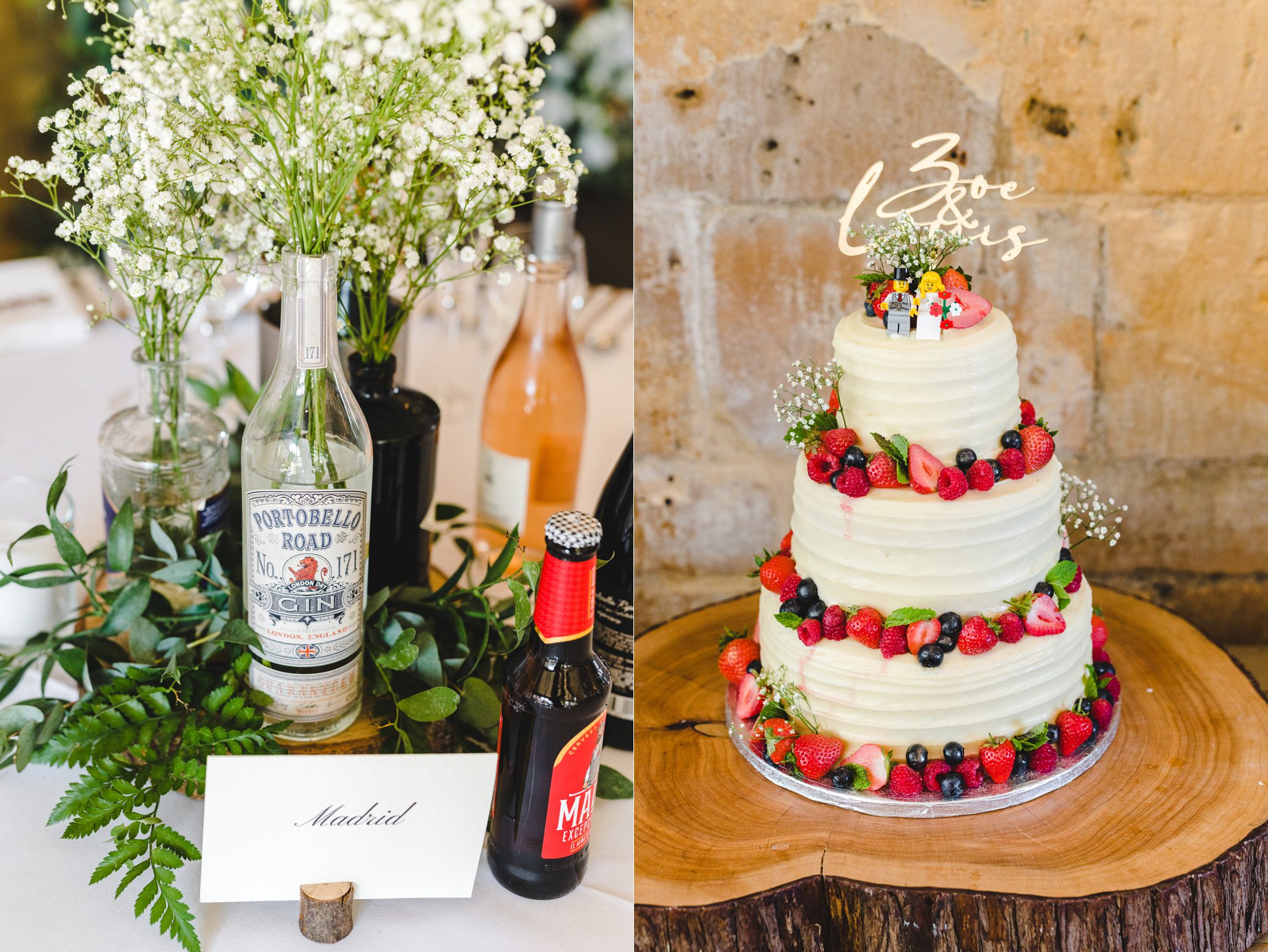 Close ups of table decor and the wedding cake