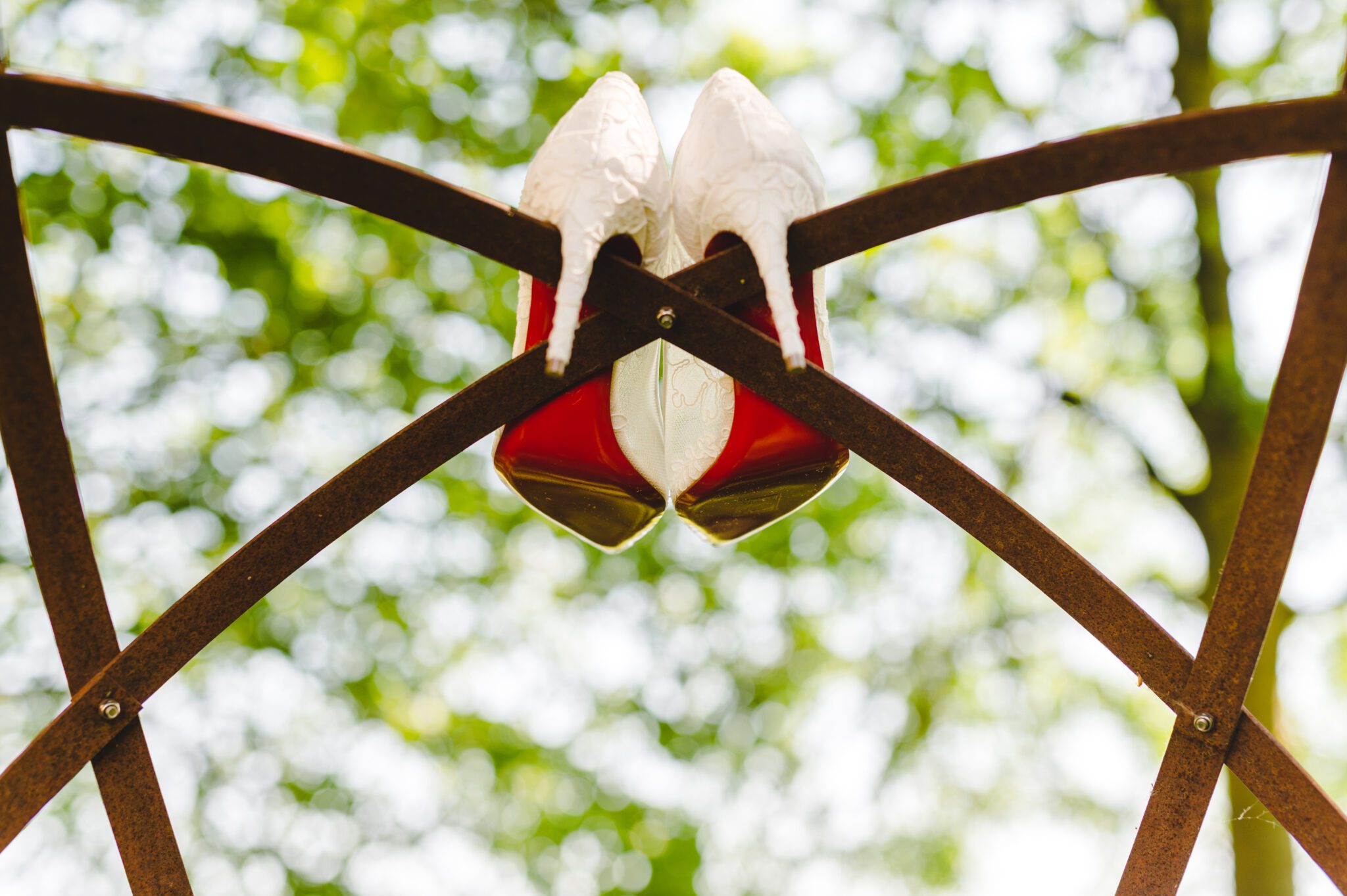 Louboutins wedding shoes on display at Lapstone Barn