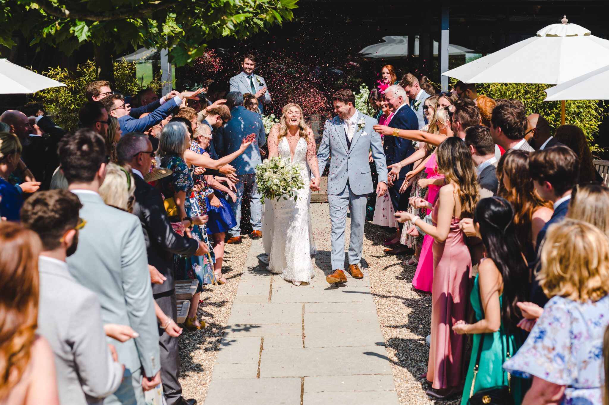 huge amounts of wedding confetti at lapstone barn