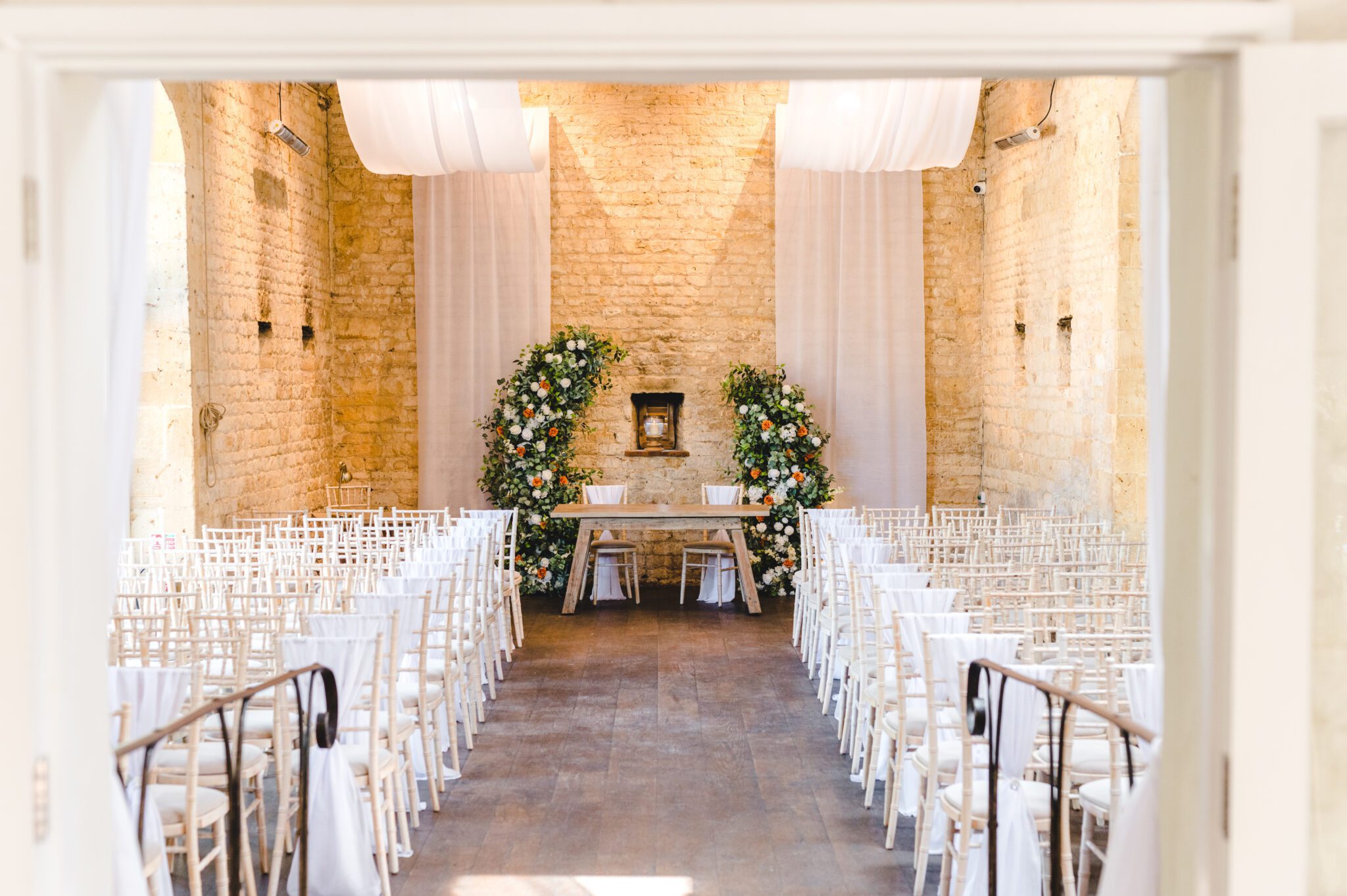 lapstone barn set up for a wedding ceremony