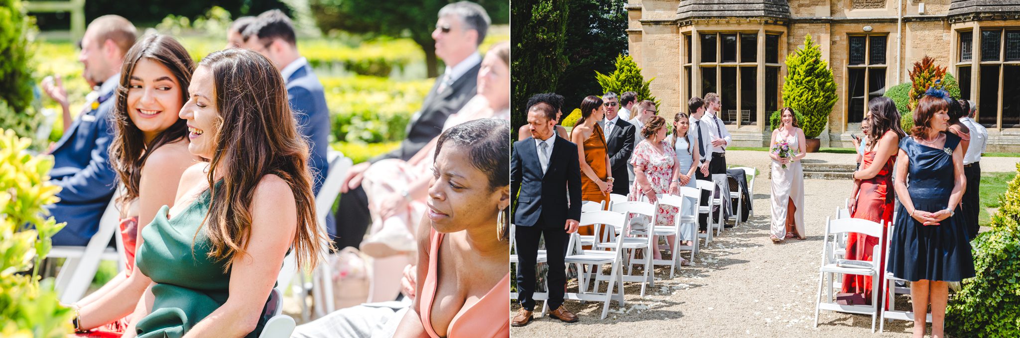wedding guests in the sunshine