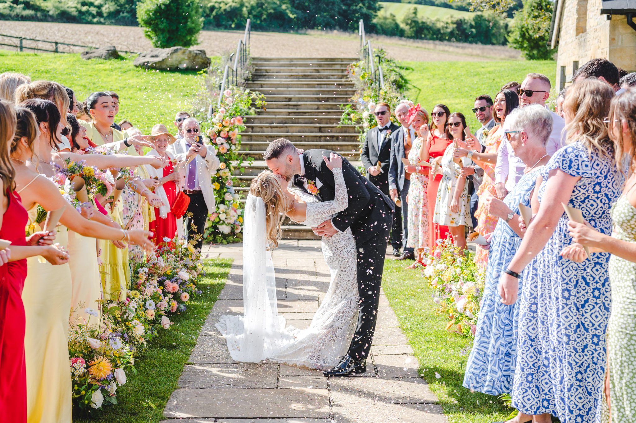 A confetti aisle at Upcote Barn