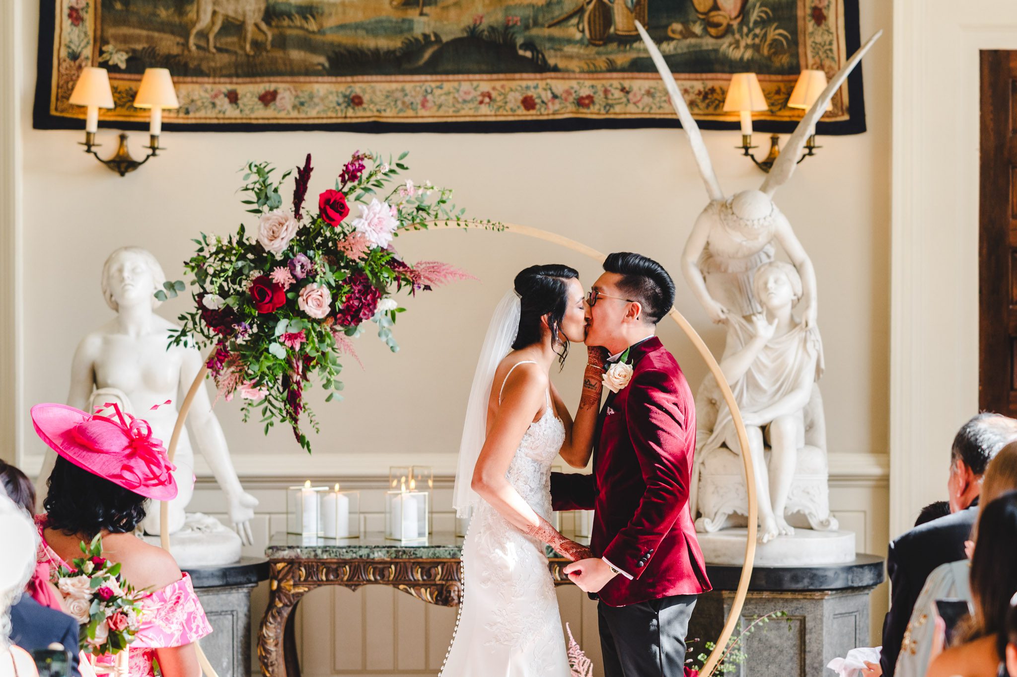 a floral ceremony backdrop