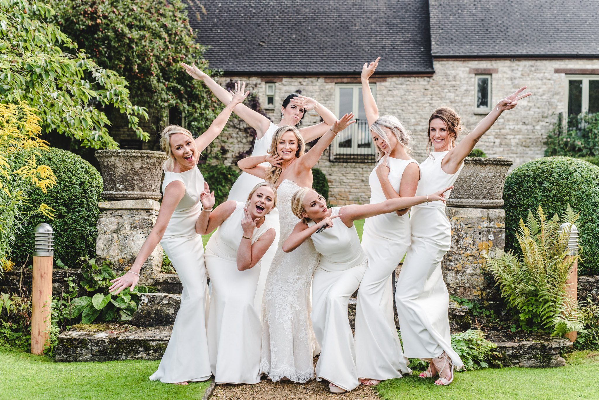 bridesmaids in white dresses