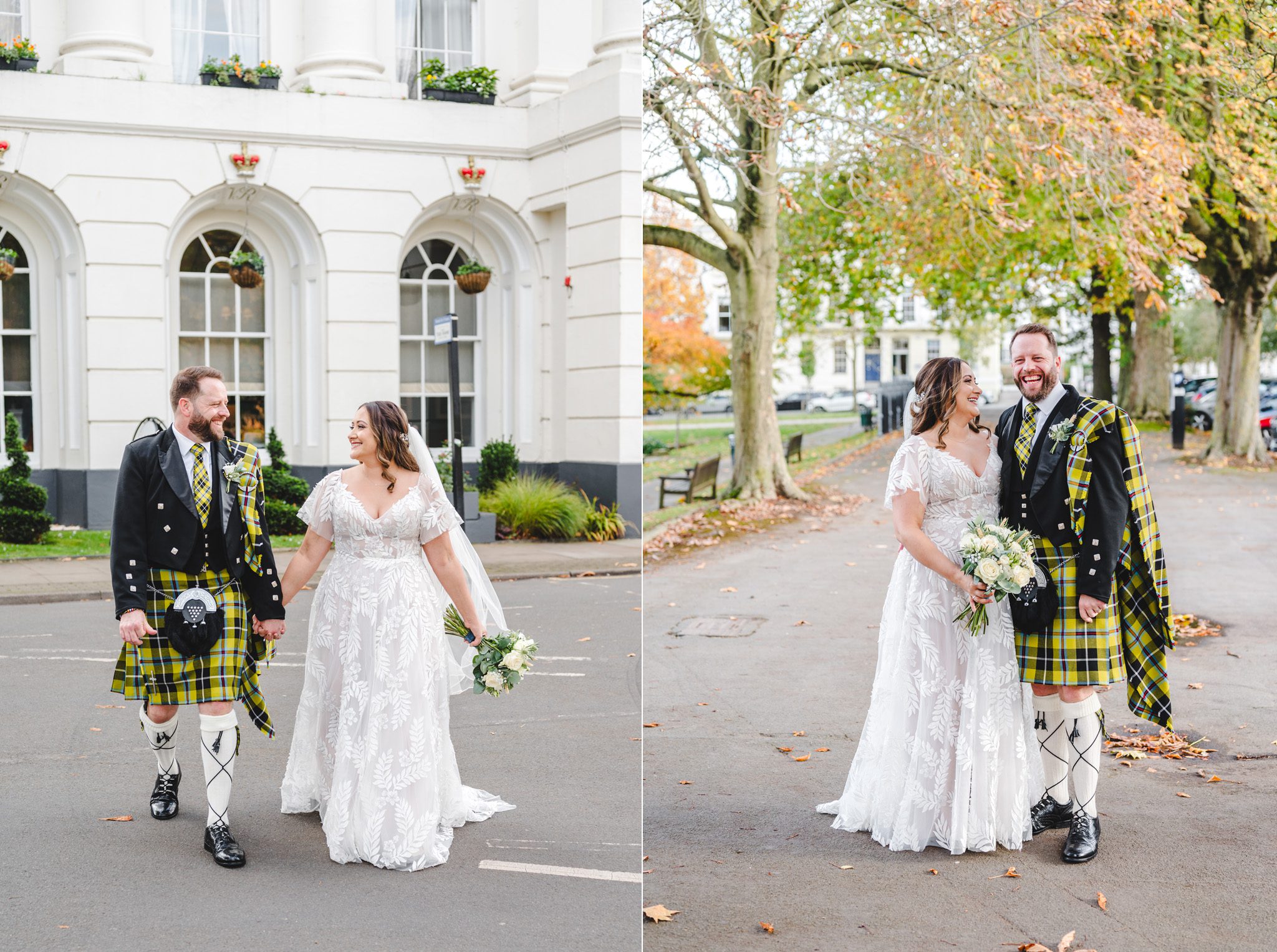 a couple celebrating their wedding day at Queen's Hotel Cheltenham