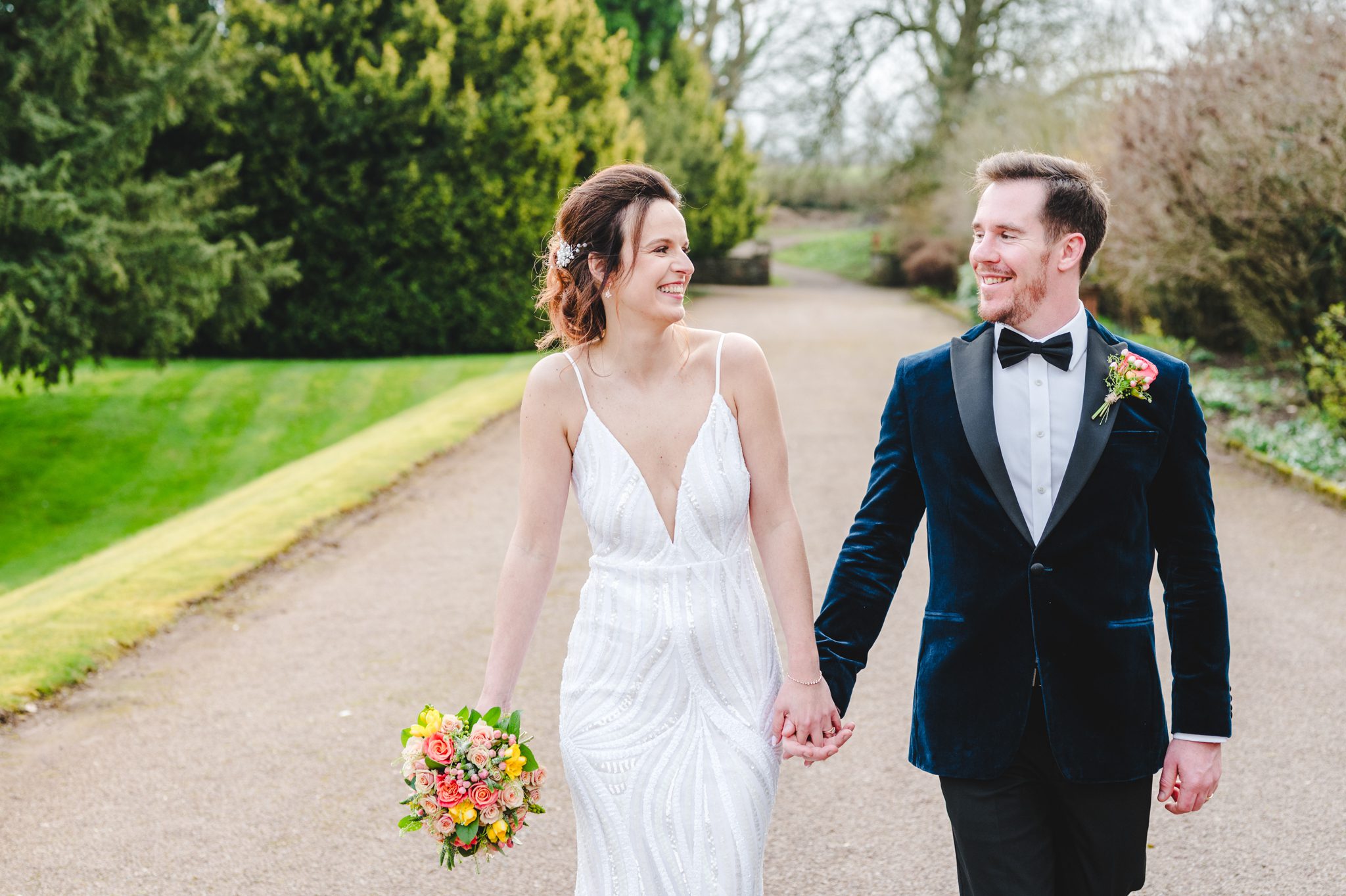 a couple celebrating their wedding day at Clearwell Castle