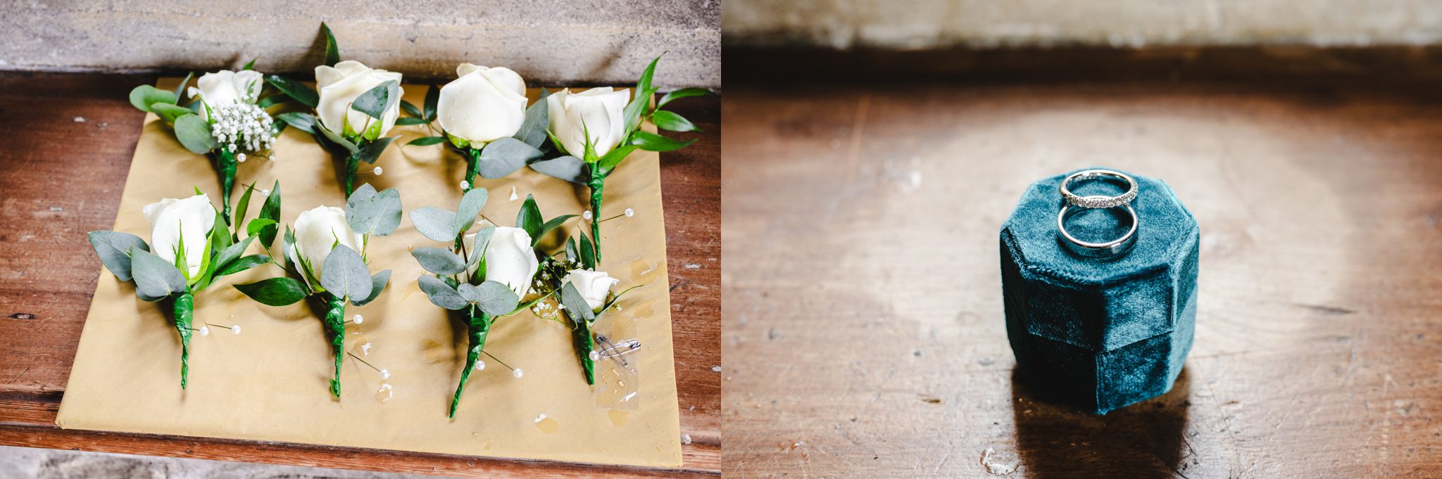 wedding rings and flowers
