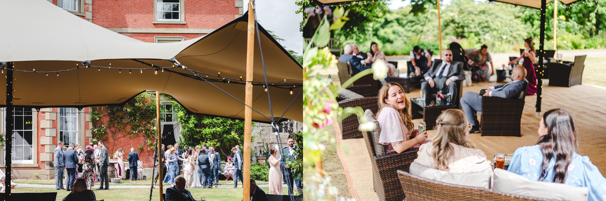 Outdoor drinks reception at homme house wedding venue