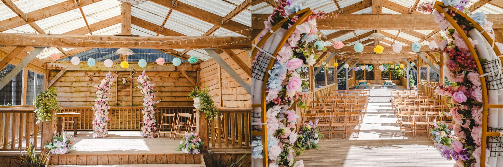 Outdoor wedding ceremony space at The Holford Arms in Tetbury