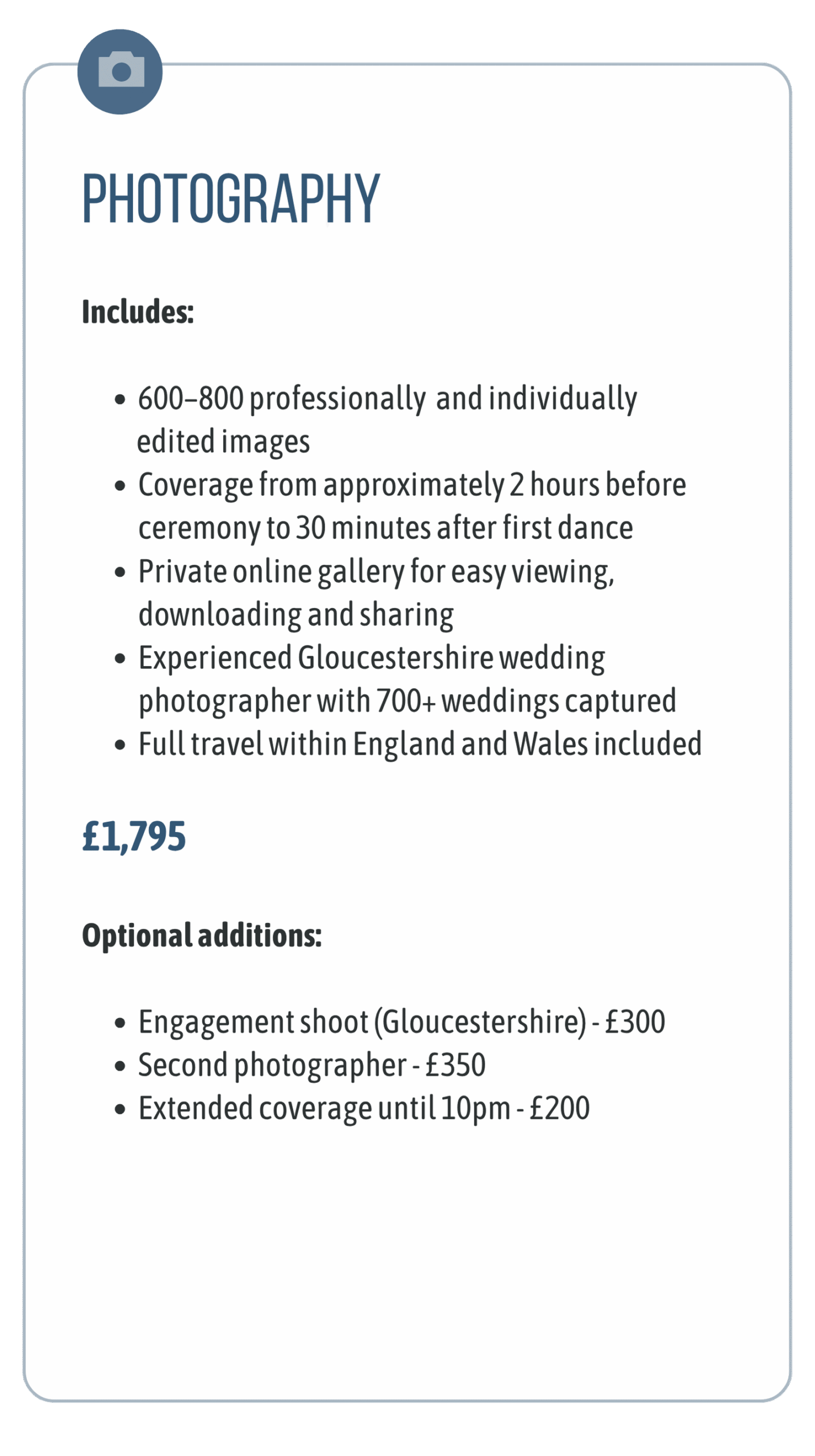 Photography Pricing